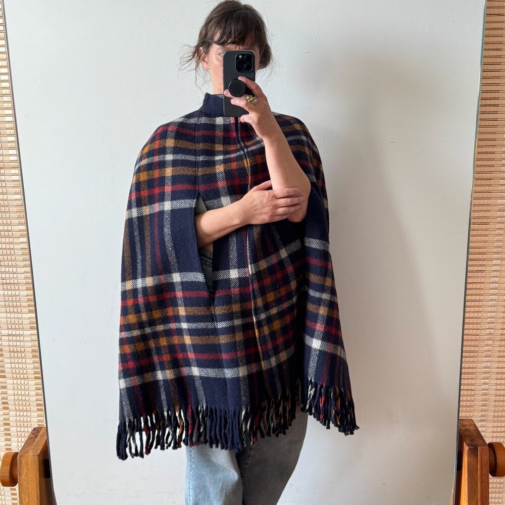 Vintage Tartan Plaid Cape Poncho